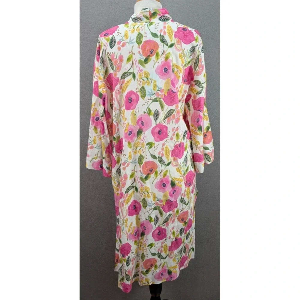 Charlie Paige x Suzanne Allard Cover Up Linen Blend Pink Floral Boho One Size‎